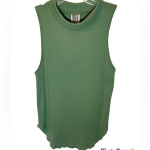 Free People Pine Green Sleeveless High Neck Blouse